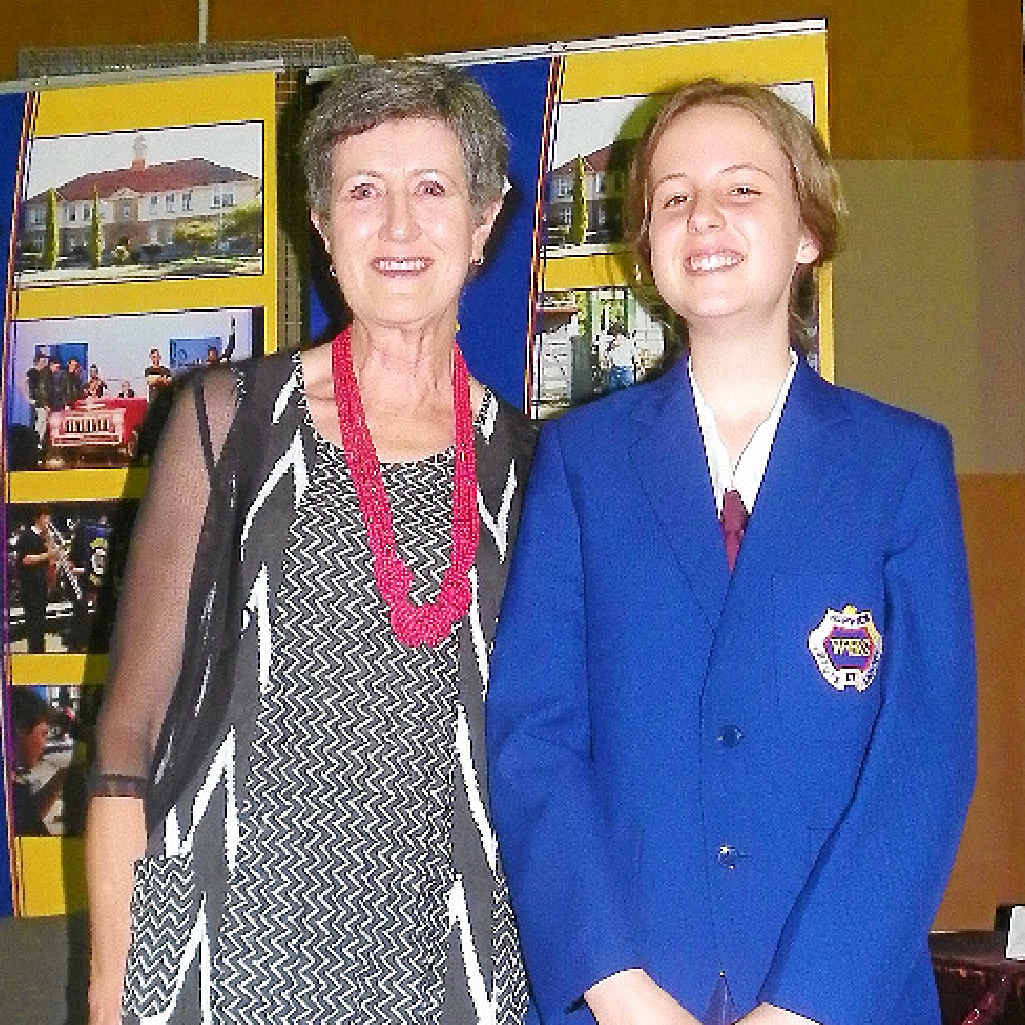 Sue Campbell and student of the year Erin Jarrett at the Warwick State High School awards night.